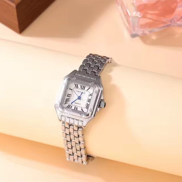 Panther silver Classic vintage Rectangle Stainless Steel Watch luxury quality - Picture 3 of 15